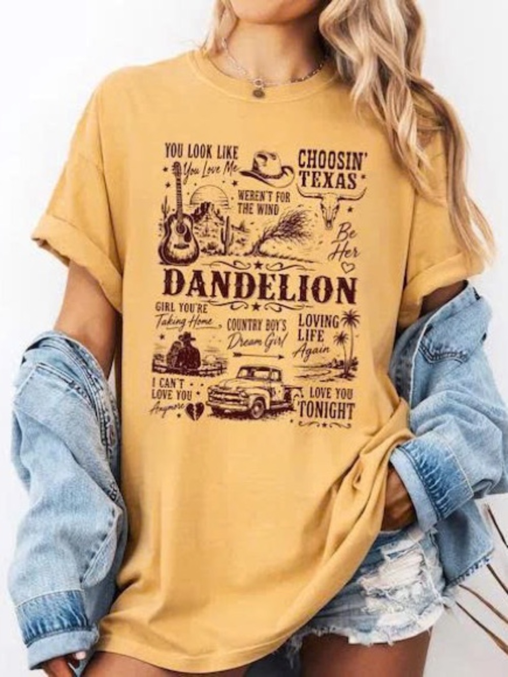 Mustard Dandelion Graphic Short Sleeve Tee